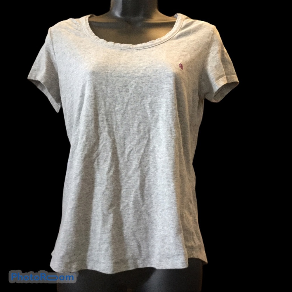 Tommy Hilfiger Gray Round Neck Plain Shirt size S